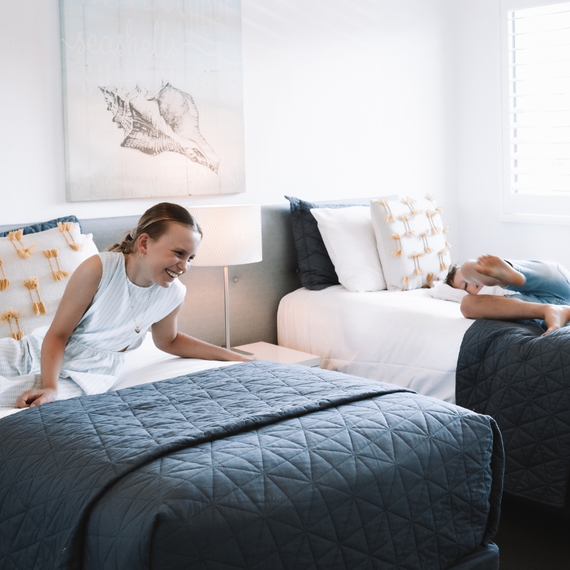 kids in resort bedroom