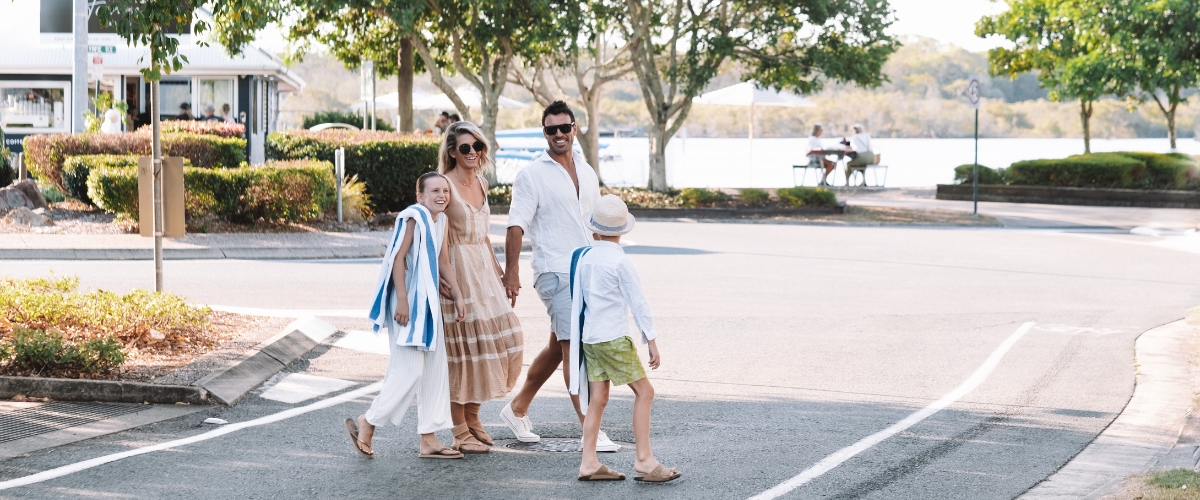 family walking on gympie terrace