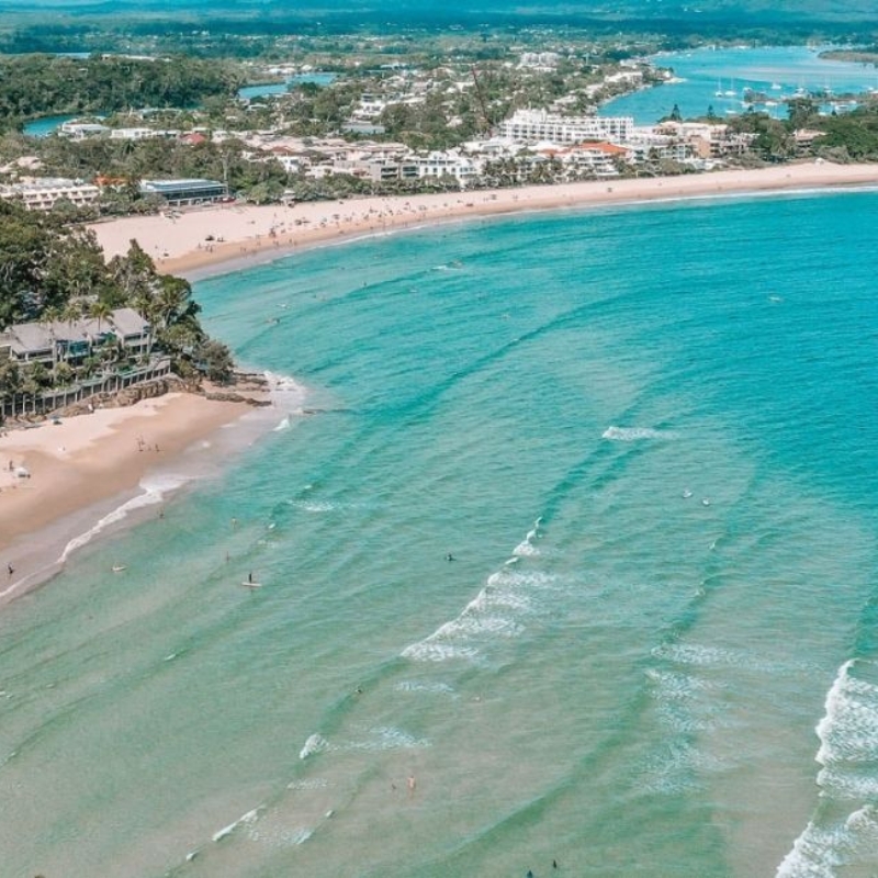 aerial photo of noosa main beach